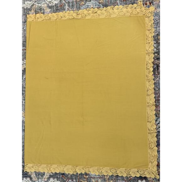 Autumn Gold Handmade Tablecloth 103x65 Large Thanksgiving Harvest Lace - Picture 5 of 6